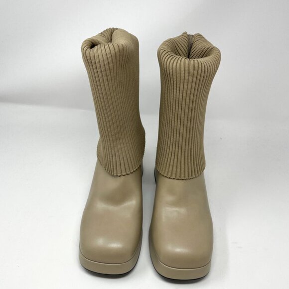 Charles & Keith Evie Knitted-Sock Ankle Boots Taupe Beige Size 8 - Picture 8 of 15